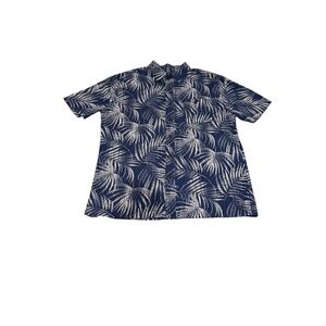 Croft & Barrow Navy and White Palm Leaf Men’s Hawaiian Shirt, Large